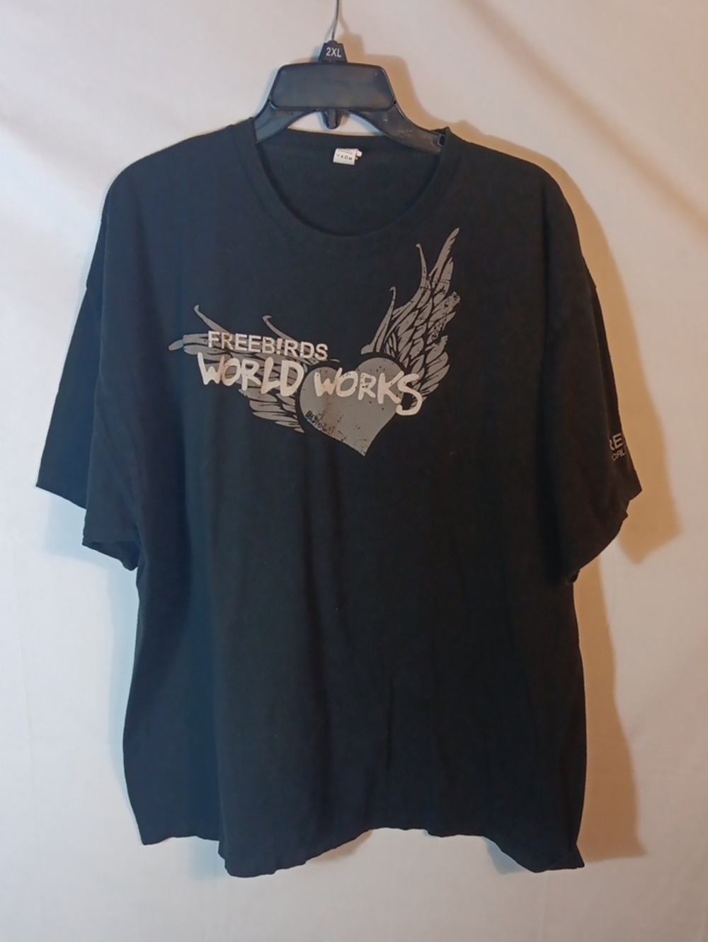 Freebirds Black Short-Sleeve Tee with Winged Heart Graphic